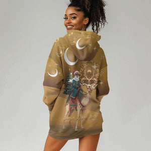 Afro Christmas in Sahara Morocco Hoodie Dress Black Santa Riding Camel - African Pride