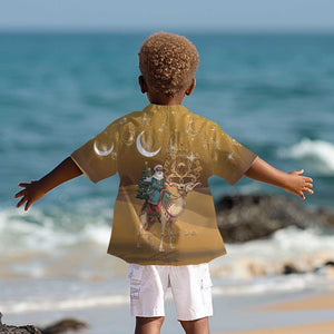 Afro Christmas in Sahara Morocco Kid Hawaiian Shirt Black Santa Riding Camel - African Pride