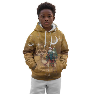 Afro Christmas in Sahara Morocco Kid Hoodie Black Santa Riding Camel - African Pride