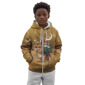 Afro Christmas in Sahara Morocco Kid Hoodie Black Santa Riding Camel - African Pride