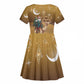 Afro Christmas in Sahara Morocco Kid Short Sleeve Dress Black Santa Riding Camel - African Pride