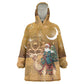 Afro Christmas in Sahara Morocco Kid Wearable Blanket Hoodie Black Santa Riding Camel - African Pride