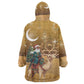 Afro Christmas in Sahara Morocco Kid Wearable Blanket Hoodie Black Santa Riding Camel - African Pride