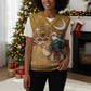 Afro Christmas in Sahara Morocco Christmas Knitted V-Neck Vest Black Santa Riding Camel - African Pride