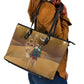 Afro Christmas in Sahara Morocco Leather Tote Bag Black Santa Riding Camel - African Pride