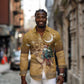 Afro Christmas in Sahara Morocco Long Sleeve Button Shirt Black Santa Riding Camel - African Pride
