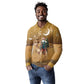 Afro Christmas in Sahara Morocco Long Sleeve Polo Shirt Black Santa Riding Camel - African Pride