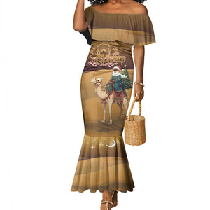 Afro Christmas in Sahara Morocco Mermaid Dress Black Santa Riding Camel - African Pride