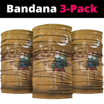 Afro Christmas in Sahara Morocco Neck Gaiter Black Santa Riding Camel - African Pride