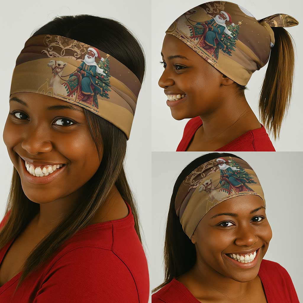 Afro Christmas in Sahara Morocco Neck Gaiter Black Santa Riding Camel - African Pride