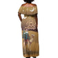 Afro Christmas in Sahara Morocco Off Shoulder Maxi Dress Black Santa Riding Camel - African Pride