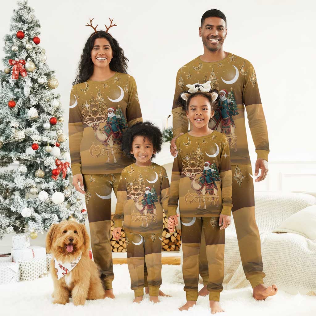 Afro Christmas in Sahara Morocco Christmas Pajama Set Black Santa Riding Camel - African Pride