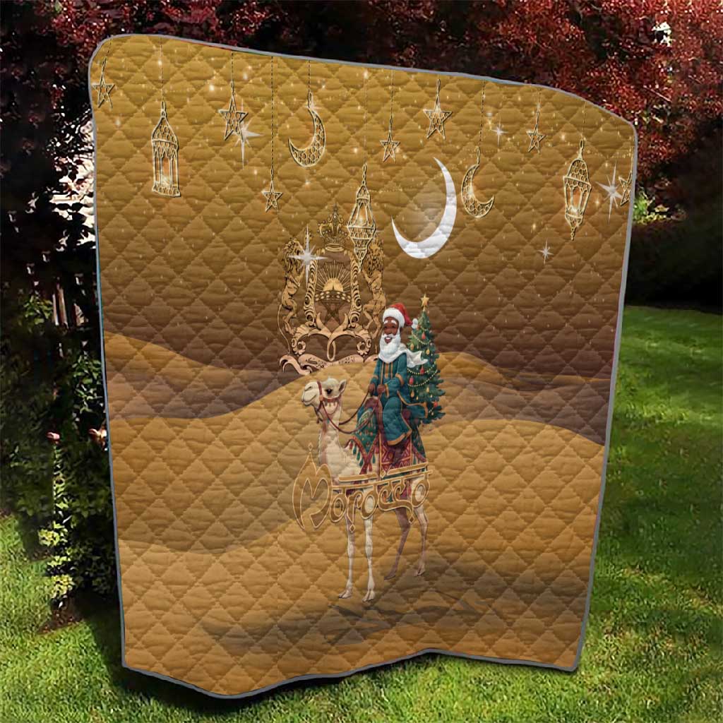 Afro Christmas in Sahara Morocco Quilt Black Santa Riding Camel - African Pride