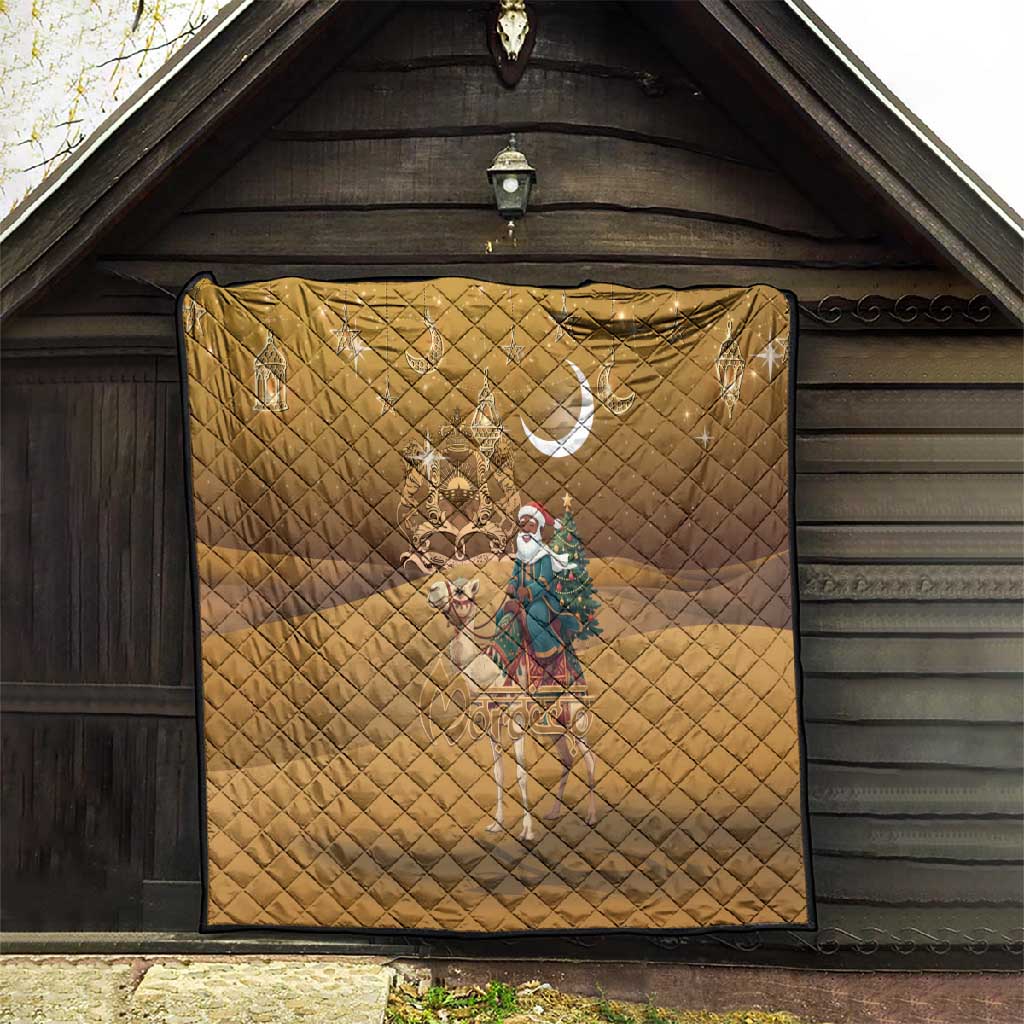 Afro Christmas in Sahara Morocco Quilt Black Santa Riding Camel - African Pride
