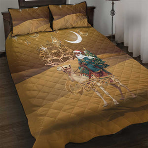 Afro Christmas in Sahara Morocco Quilt Bed Set Black Santa Riding Camel - African Pride