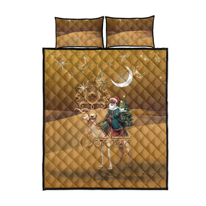 Afro Christmas in Sahara Morocco Quilt Bed Set Black Santa Riding Camel - African Pride