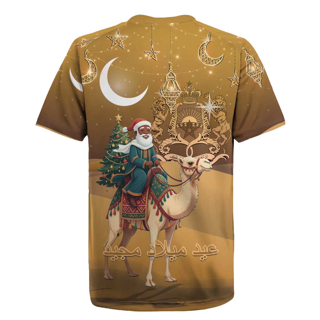 Afro Christmas in Sahara Morocco Rugby Jersey Black Santa Riding Camel - African Pride