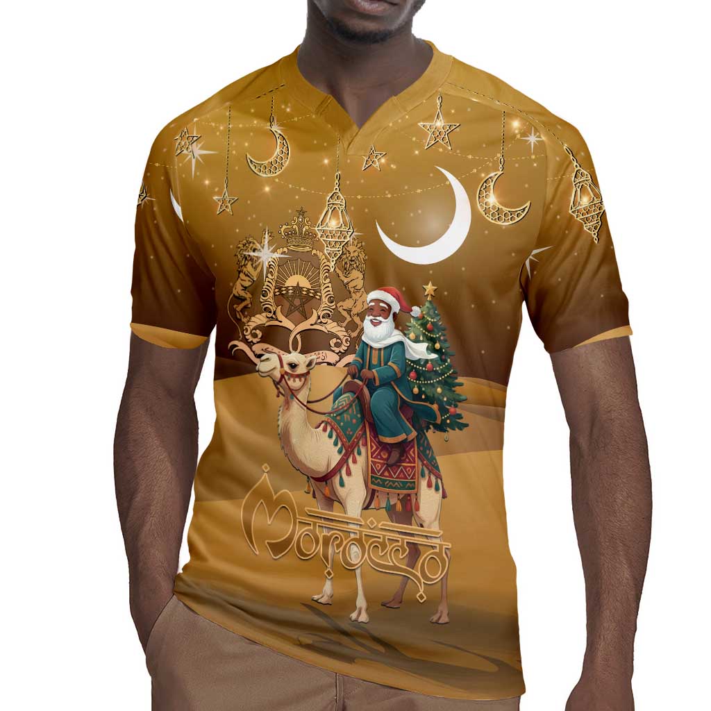 Afro Christmas in Sahara Morocco Rugby Jersey Black Santa Riding Camel - African Pride