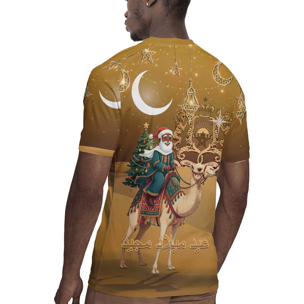 Afro Christmas in Sahara Morocco Rugby Jersey Black Santa Riding Camel - African Pride