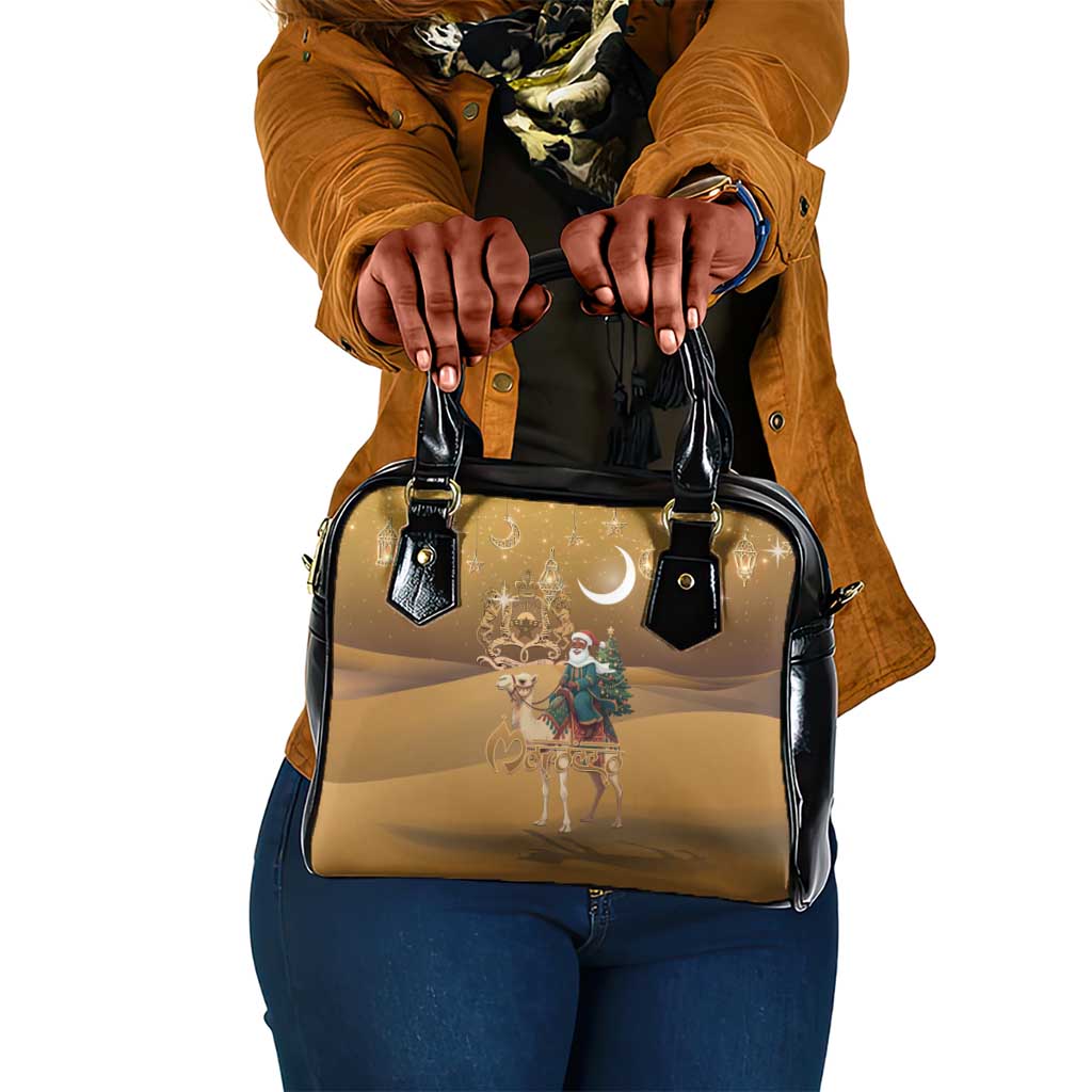 Afro Christmas in Sahara Morocco Shoulder Handbag Black Santa Riding Camel - African Pride