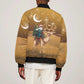 Afro Christmas in Sahara Morocco Sleeve Zip Bomber Jacket Black Santa Riding Camel - African Pride