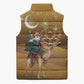 Morocco Christmas in Sahara Sleeveless Puffer Jacket Black Santa Riding Camel