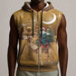 Afro Christmas in Sahara Morocco Sleeveless Zip Hoodie Black Santa Riding Camel - African Pride
