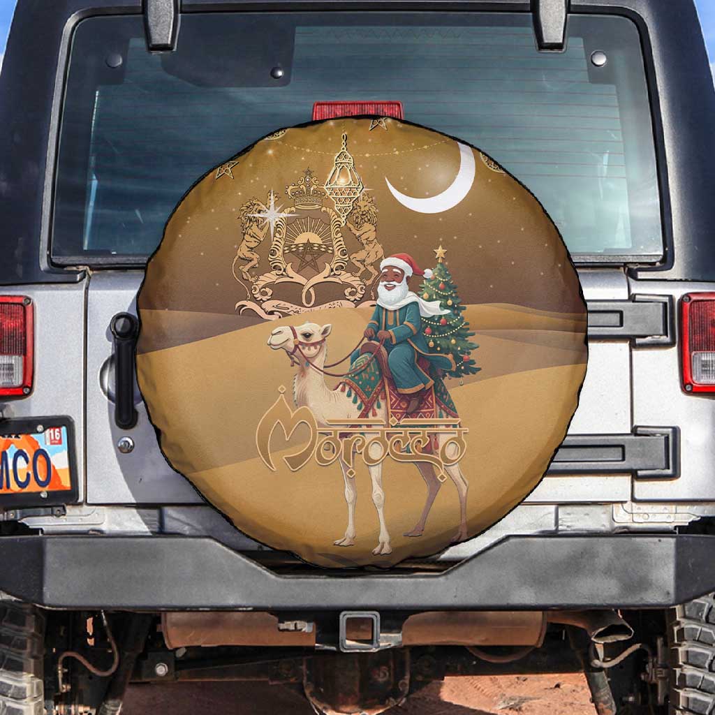 Afro Christmas in Sahara Morocco Spare Tire Cover Black Santa Riding Camel - African Pride