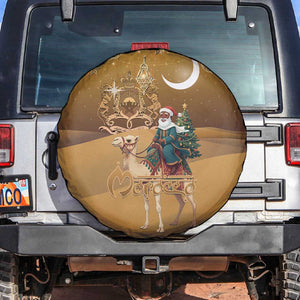 Afro Christmas in Sahara Morocco Spare Tire Cover Black Santa Riding Camel - African Pride