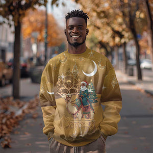 Afro Christmas in Sahara Morocco Sweatshirt Black Santa Riding Camel - African Pride