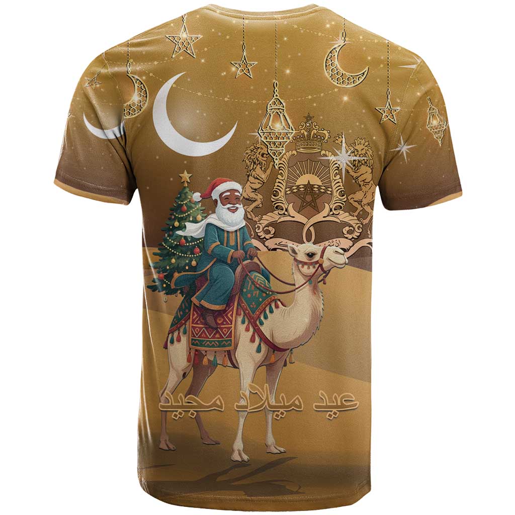 Afro Christmas in Sahara Morocco T shirt Black Santa Riding Camel - African Pride