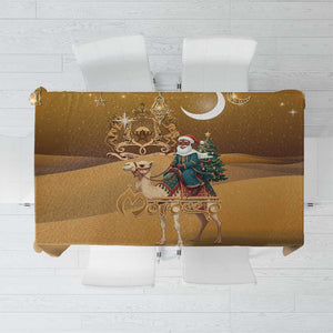 Afro Christmas in Sahara Morocco Tablecloth Black Santa Riding Camel - African Pride