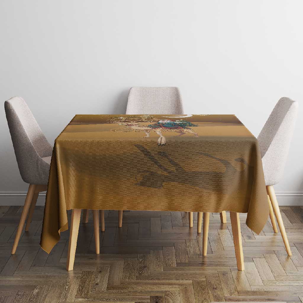 Afro Christmas in Sahara Morocco Tablecloth Black Santa Riding Camel - African Pride