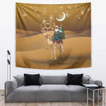 Afro Christmas in Sahara Morocco Tapestry Black Santa Riding Camel - African Pride