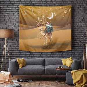 Afro Christmas in Sahara Morocco Tapestry Black Santa Riding Camel - African Pride
