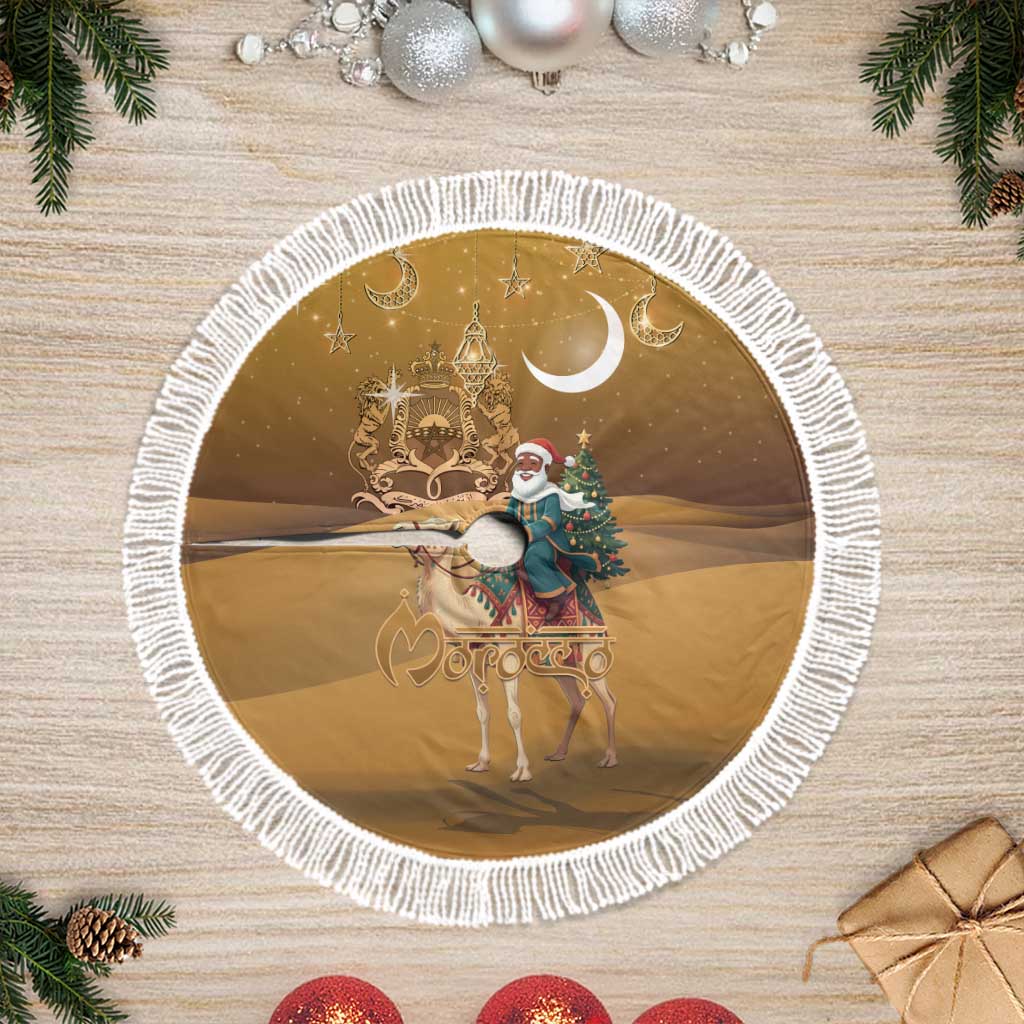 Afro Christmas in Sahara Morocco Tree Skirt Black Santa Riding Camel - African Pride