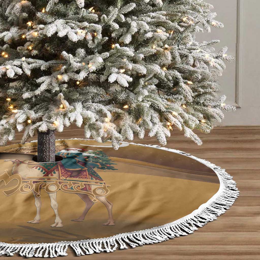 Afro Christmas in Sahara Morocco Tree Skirt Black Santa Riding Camel - African Pride