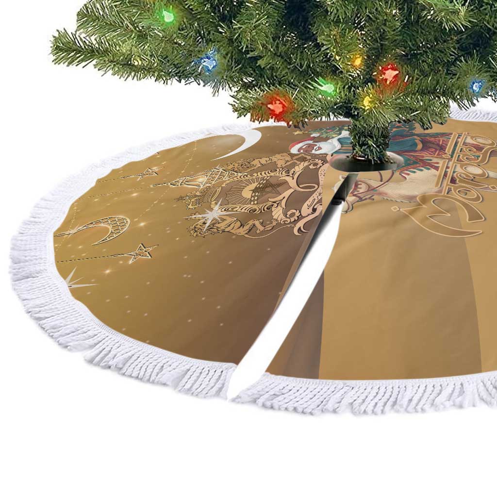 Afro Christmas in Sahara Morocco Tree Skirt Black Santa Riding Camel - African Pride