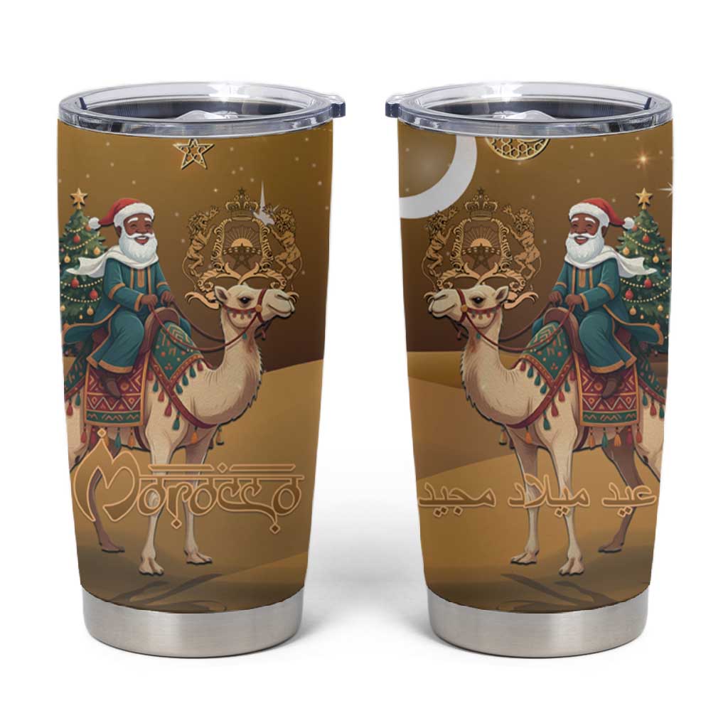 Afro Christmas in Sahara Morocco Tumbler Cup Black Santa Riding Camel - African Pride