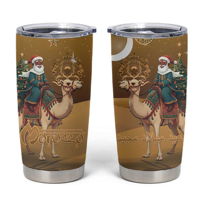 Afro Christmas in Sahara Morocco Tumbler Cup Black Santa Riding Camel - African Pride