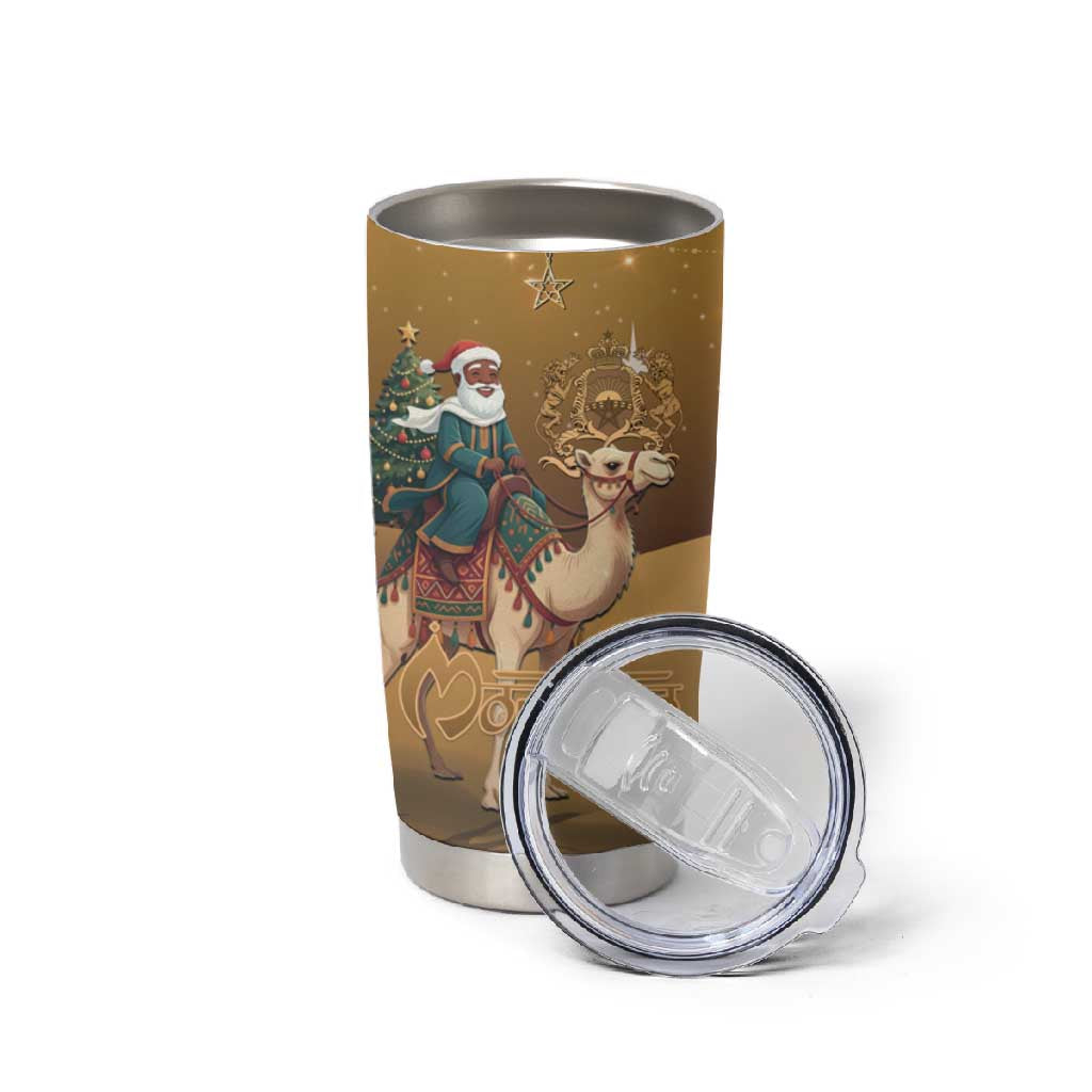 Afro Christmas in Sahara Morocco Tumbler Cup Black Santa Riding Camel - African Pride