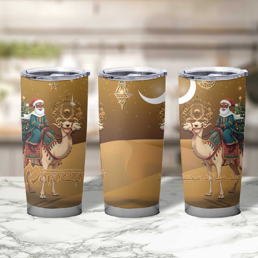 Afro Christmas in Sahara Morocco Tumbler Cup Black Santa Riding Camel - African Pride