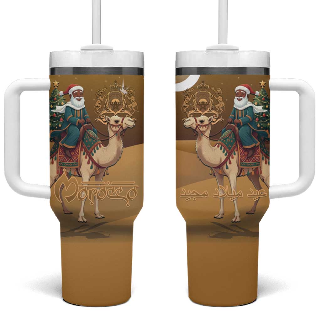 Afro Christmas in Sahara Morocco Tumbler With Handle Black Santa Riding Camel - African Pride