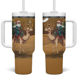 Afro Christmas in Sahara Morocco Tumbler With Handle Black Santa Riding Camel - African Pride