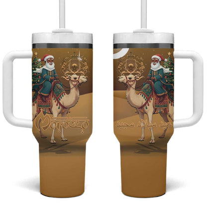 Afro Christmas in Sahara Morocco Tumbler With Handle Black Santa Riding Camel - African Pride