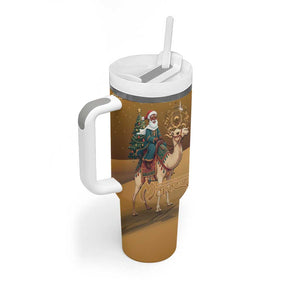 Afro Christmas in Sahara Morocco Tumbler With Handle Black Santa Riding Camel - African Pride