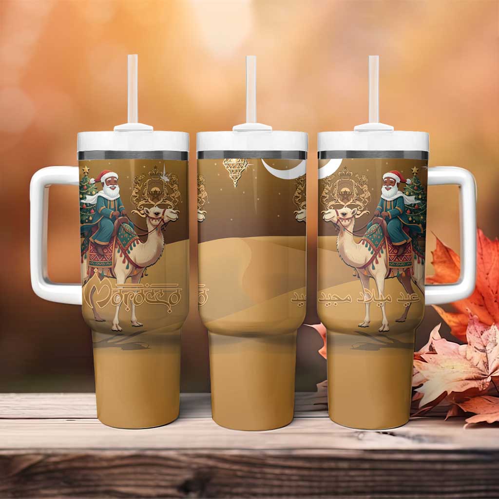 Afro Christmas in Sahara Morocco Tumbler With Handle Black Santa Riding Camel - African Pride