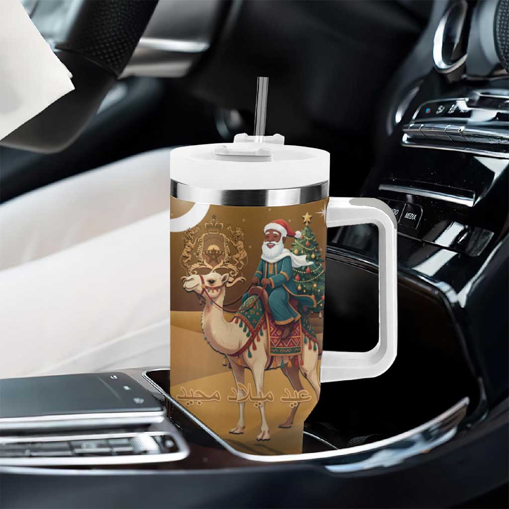 Afro Christmas in Sahara Morocco Tumbler With Handle Black Santa Riding Camel - African Pride