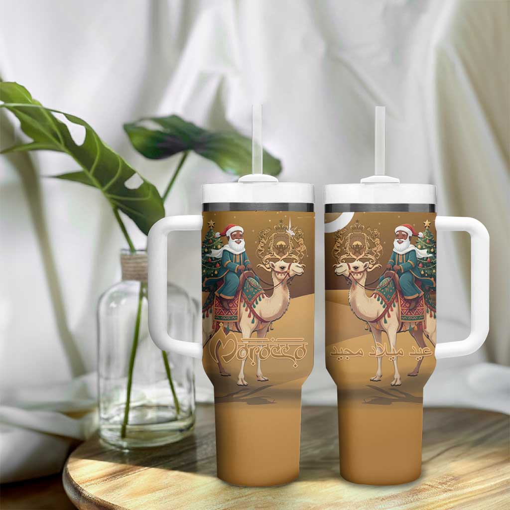 Afro Christmas in Sahara Morocco Tumbler With Handle Black Santa Riding Camel - African Pride