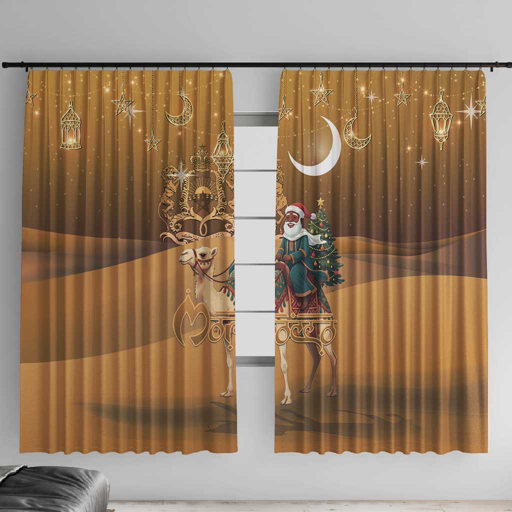 Afro Christmas in Sahara Morocco Window Curtain Black Santa Riding Camel - African Pride